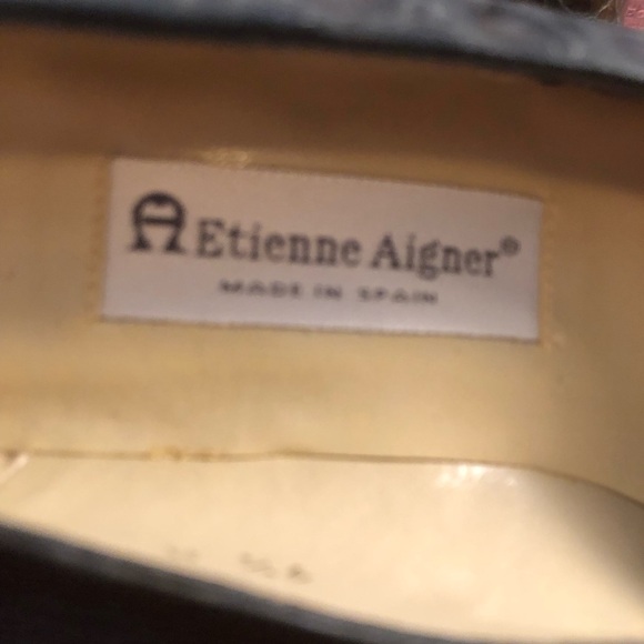 Etienne Aigner Leather Crocodile Print Brown/Grey Block Heels Size 9.5 - Picture 8 of 11